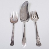 VICTORIAN SILVER SERVING FORK AND A