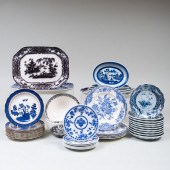 GROUP OF BLUE AND WHITE PORCELAIN TABLEWARESComprising:

A