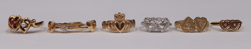 JEWELRY 6 ASSORTED GOLD HEART 3b8ee1