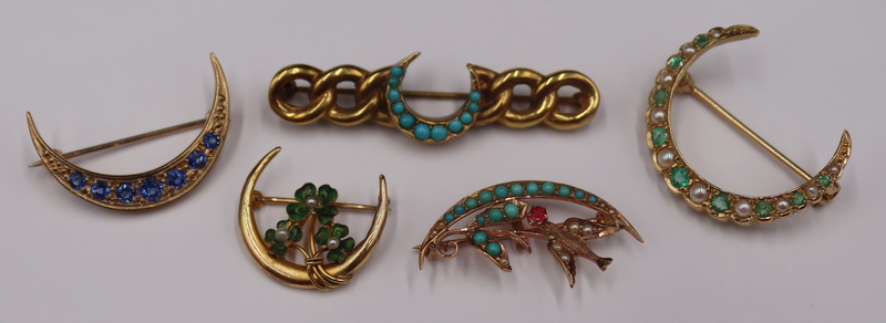 JEWELRY 5 ASSORTED GOLD CRESCENT 3b8ef7
