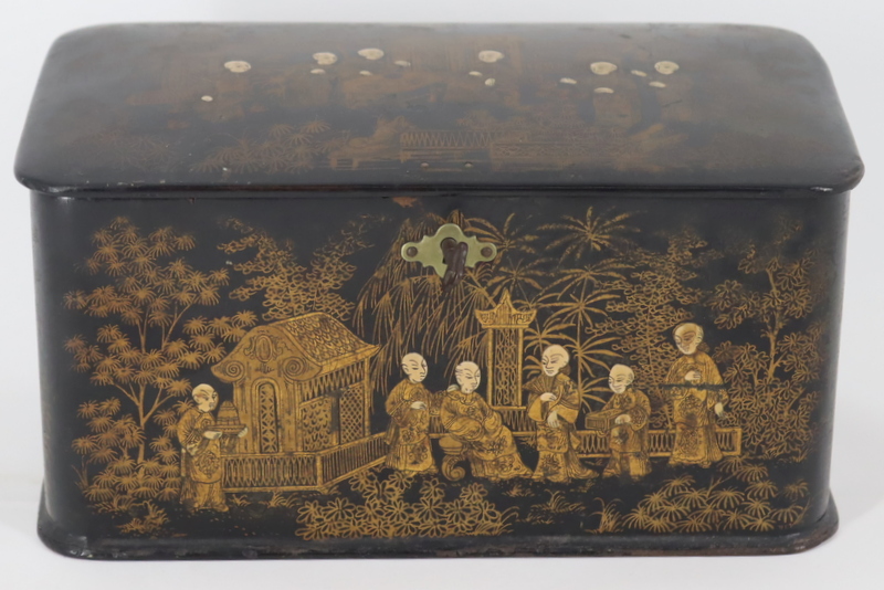 ANTIQUE CHINOISERIE LACQUERED TEA 3b9075