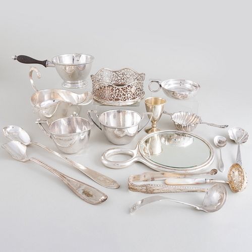 GROUP OF SILVER AND SILVER PLATE