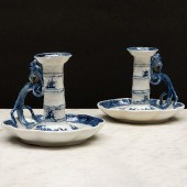 PAIR OF CHINESE EXPORT BLUE AND WHITE