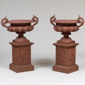 PAIR OF AMERICAN PAINTED CAST IRON GARDEN