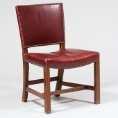 TWO OAK LEATHER UPHOLSTERED SIDE 3bc112