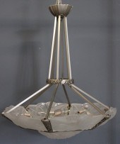 DEGUE SIGNED FRENCH ART DECO CHANDELIER.