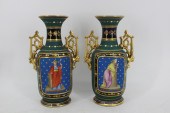 A PAIR OF SEVRES PORCELAIN URNS. Great