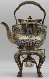SILVER. ENGLISH SILVER KETTLE ON STAND