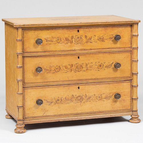REGENCY FAUX BAMBOO PAINTED CHEST 3bcdca