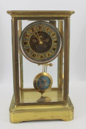 FRENCH BRASS CARRIAGE CLOCK WITH ENAMELED