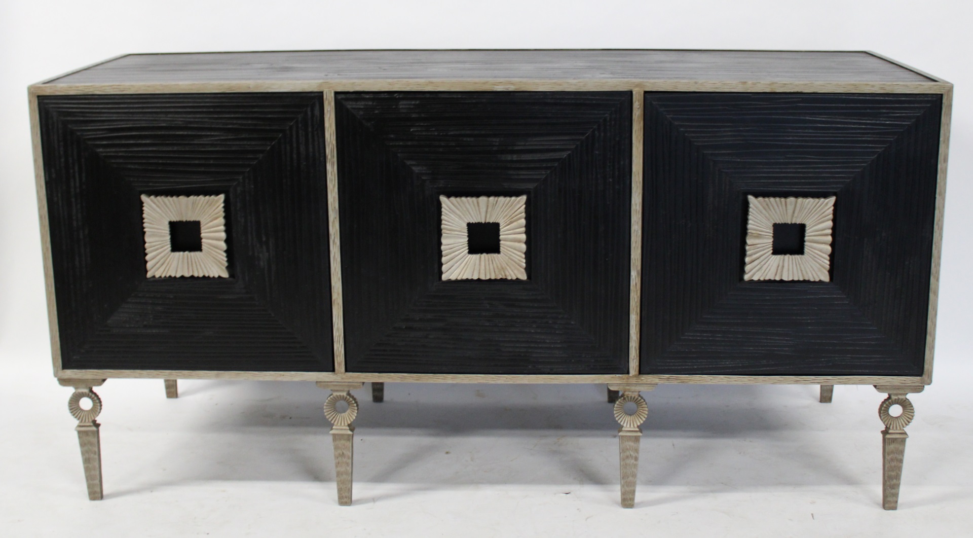 CARVED EBONISED SILVERED CABINET  3bcf6a
