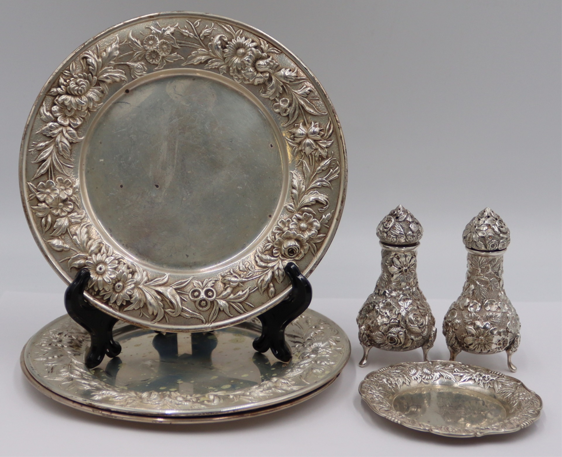 STERLING. GROUPING OF REPOUSSE