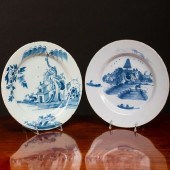 PAIR OF DELFT PLATES AND A SHALLOW BOWLTogether