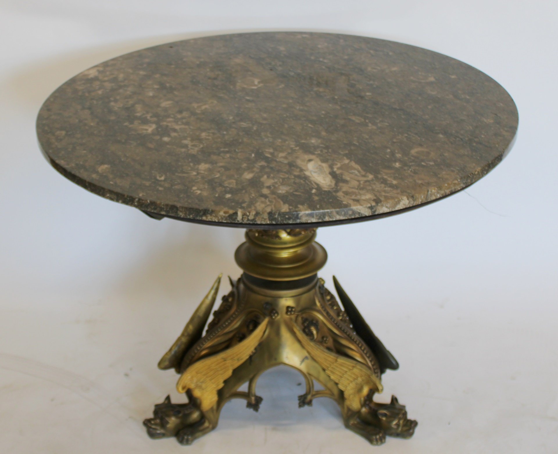VICTORIAN BRONZE MARBLETOP WINGED 3bac59