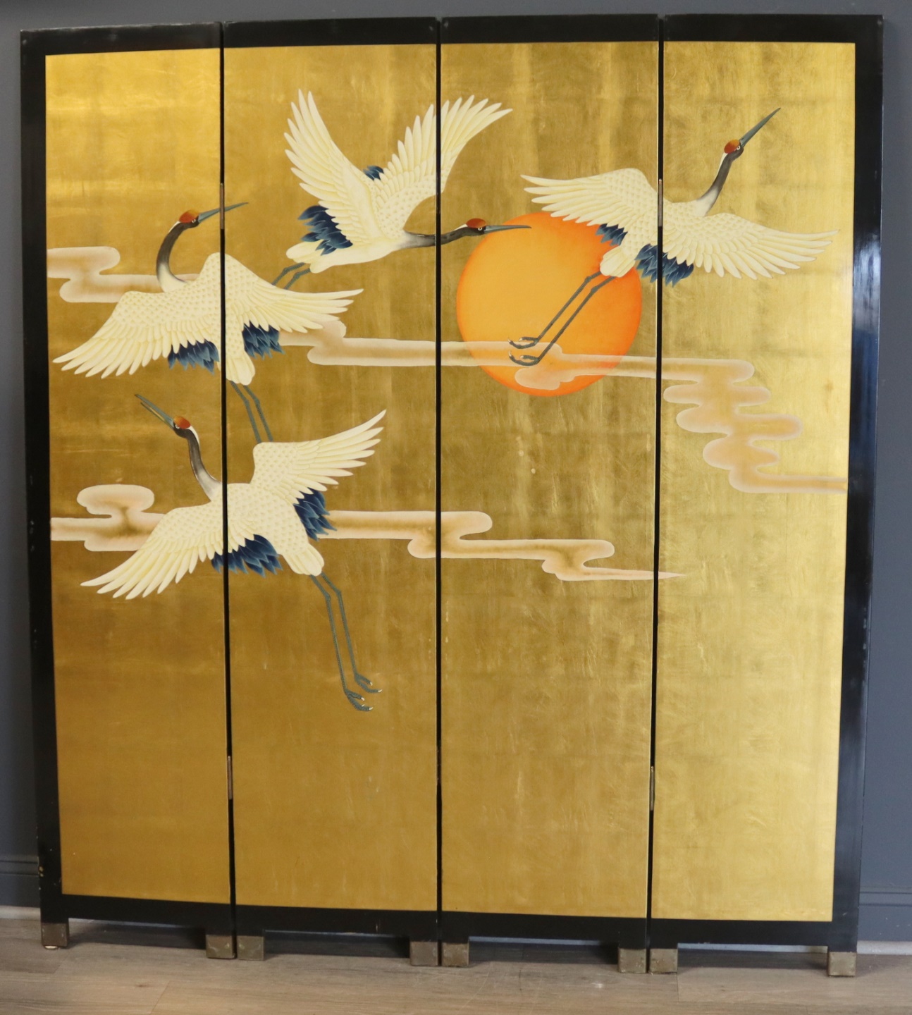 4 PANEL ASIAN LACQUERED AND GILT 3baf50