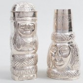 TWO SOUTH AMERICAN SILVER PLATE FIGURAL