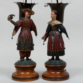 PAIR OF TYROLEAN PAINTED TIN FIGURAL