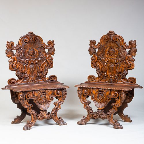 PAIR OF ITALIAN BAROQUE STYLE CARVED 3bb4e2