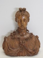 ANTIQUE CONTINENTAL CARVED BUST OF A
