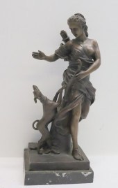 UNSIGNED BRONZE SCULPTURE OF DIANA THE