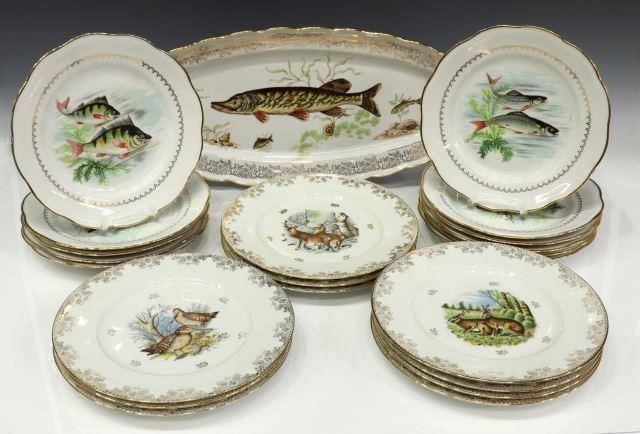  22 FRENCH PORCELAIN FISH GAME 3be318
