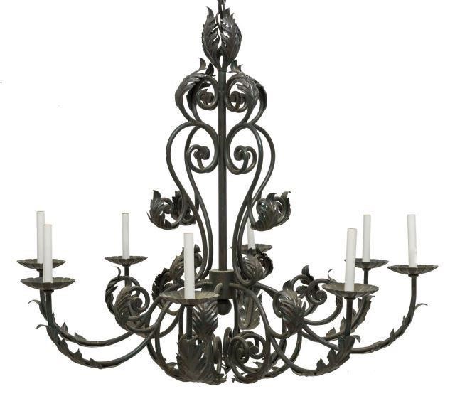 EIGHT LIGHT WROUGHT IRON CHANDELIERWrought 3be39f