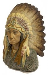 LLADRO PROCELAIN BUST, INDIAN CHIEF,