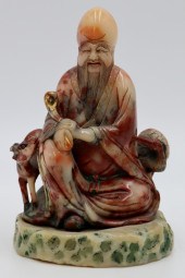 CHINESE HARDSTONE CARVING OF A LOHAN.