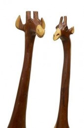 (2) TALL AFRICAN HARDWOOD HANDCARVED
