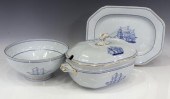 (3) ENGLISH SPODE TRADE WINDS BLUE SERVING