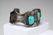 VINTAGE NAVAJO SILVER/TURQUOISE WATCH