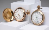 TWO FANCY DIAL COLUMBUS POCKET WATCHES.