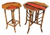(2) VICTORIAN PAINTED BAMBOO SIDE TABLES(lot