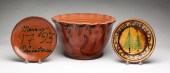 THREE PIECES TURTLE CREEK REDWARE. Includes