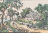 CURRIER AND IVES PRINT A HOME ON THE