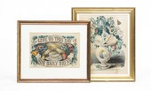 TWO CURRIER AND IVES PRINTS. Hand colored