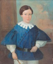 PORTRAIT OF A BOY IN BLUE. Attributed