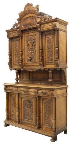 FRENCH CARVED OAK SIDEBOARD SERVER  3bf5a0