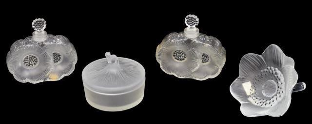  4 LALIQUE CRYSTAL SCENT BOTTLES  3bf68a