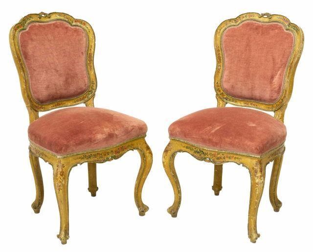  2 VENETIAN LOUIS XV STYLE PAINTED 3bf73a