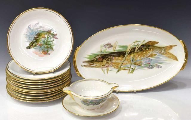 14 FRENCH LIMOGES PORCELAIN FISH 3bf77e