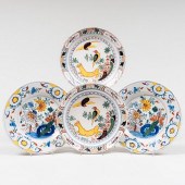 TWO PAIRS OF DUTCH POLYCHROME DELFT