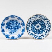 TWO BLUE AND WHITE DELFT PLATESUnmarked.

9