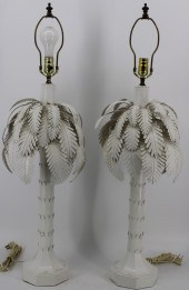 A VINTAGE PAIR OF PAINTED TOLE PALM