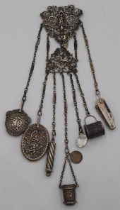 SILVER. ENGLISH SILVER CHATELAINE AND