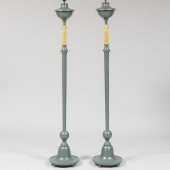 PAIR OF PAINTED AND PARCEL-GILT WOOD