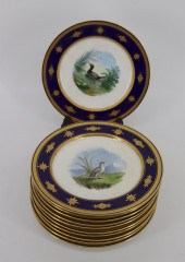 MINTON. SET OF 11 COBALT AND GILT DECORATED