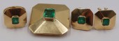 JEWELRY. 4 PC. EMERALD AND 18KT GOLD