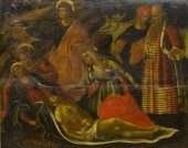 RELIGIOUS PAINTING ON PANEL, LAMENTATION