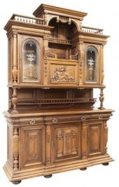MONUMENTAL FRENCH WALNUT CARVED SIDEBOARDFrench